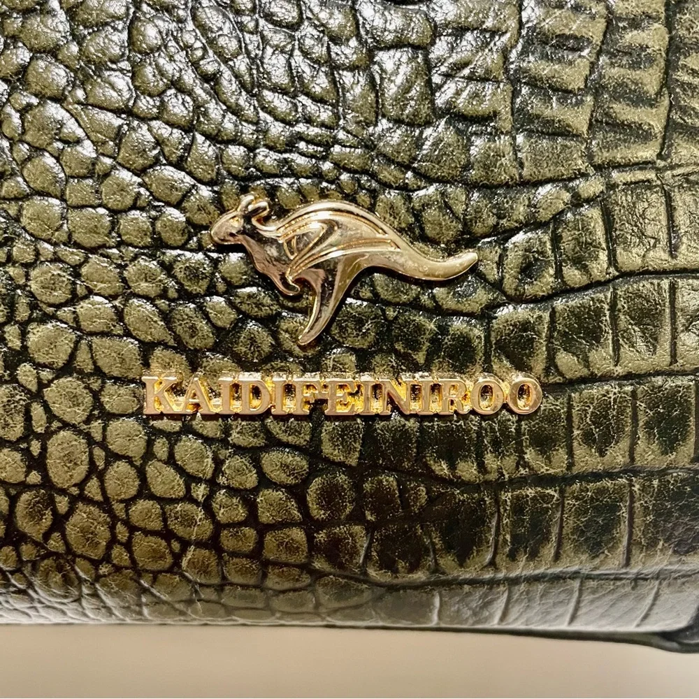 Kaidifeiniroo Croc-Embossed Gradient Olive Green & Brown Tote/Crossbody, NWOT